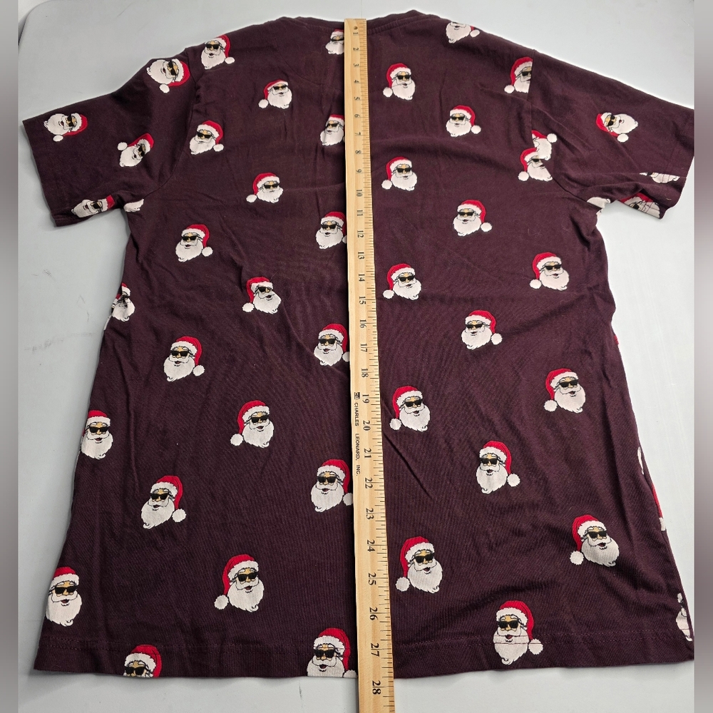 Denim & Flower Santa Print Maroon Men's Shirt Size Large Christmas CH-2132 - Picture 7 of 7